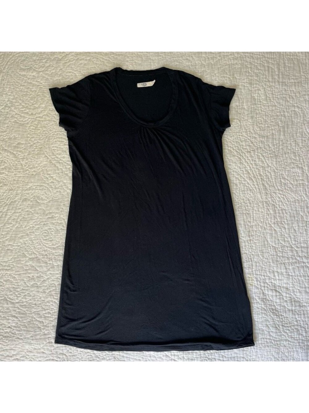 UGG Womens Top Lounge Sleep Wear Shirt Cotton Black Long Sleeve Size Small